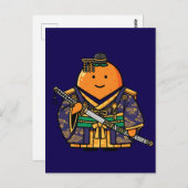 Royal Orange Samurai Officer Japanese Kimono ポストカード (正面/裏面)