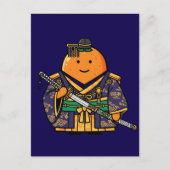 Royal Orange Samurai Officer Japanese Kimono ポストカード (正面)