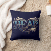Royal Ornate Blue & Gold "READ" Masterpiece クッション (ブランケット)