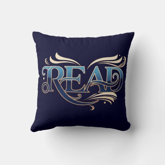 Royal Ornate Blue & Gold "READ" Masterpiece クッション (裏面)