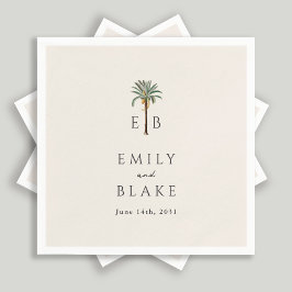 Royal Palm Logo Elegant Tropical Monogram Wedding スタンダードカクテルナプキン