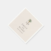Royal Palm Logo Elegant Tropical Monogram Wedding スタンダードカクテルナプキン (角)