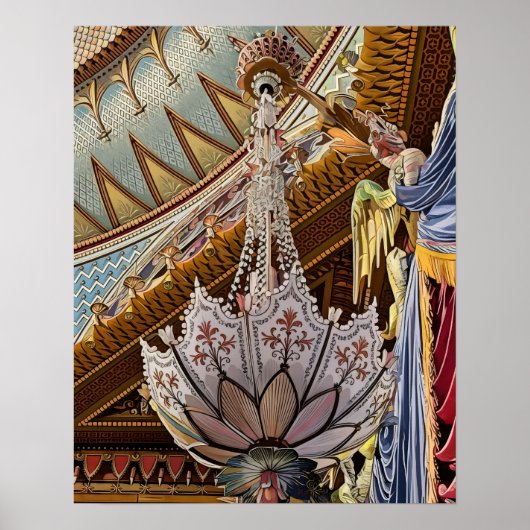 Royal Pavilion Ceiling & Chandelier Print ポスター (正面)