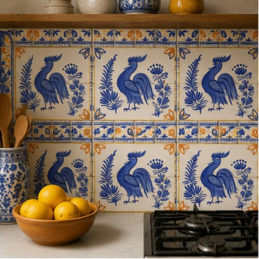 Royal Peacock Bird and Floral Mediterranean タイル