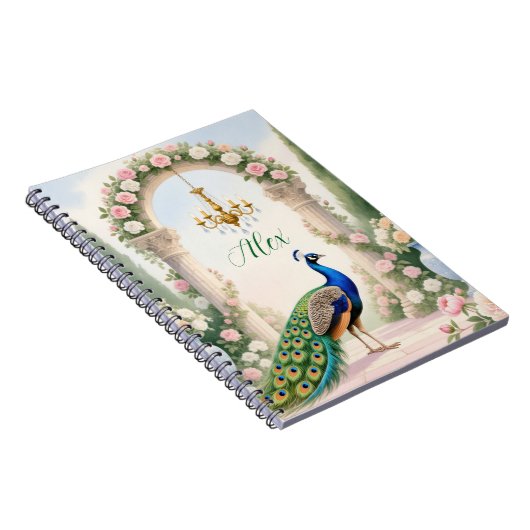 "Royal Peacock Garden" Personalized Spiral Noteboo ノートブック (右側)