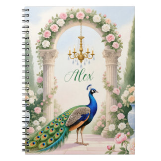 "Royal Peacock Garden" Personalized Spiral Noteboo ノートブック
