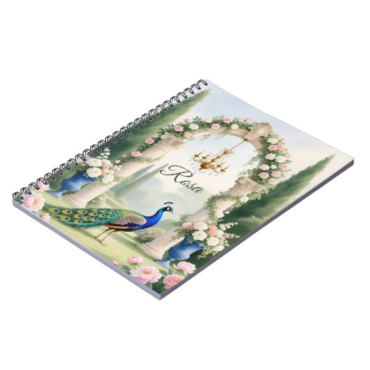 "Royal Peacock Garden"Personalized Spiral Notebook ノートブック (左側)