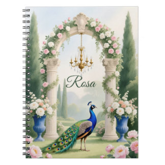 "Royal Peacock Garden"Personalized Spiral Notebook ノートブック