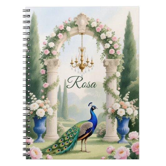 "Royal Peacock Garden"Personalized Spiral Notebook ノートブック (正面)