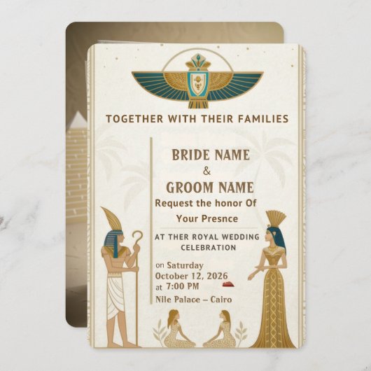 Royal Pharaonic Wedding Invitations  招待状 (正面/裏面)