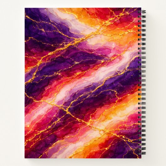 Royal Plum & Raspberry Marble with Gold Veining ノートブック (裏面)