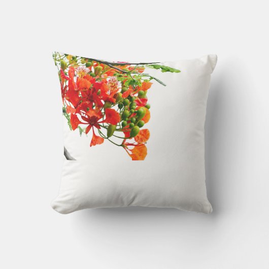 Royal Poinciana,Gulmohar Floral Throw Pillow Cover クッション (正面)