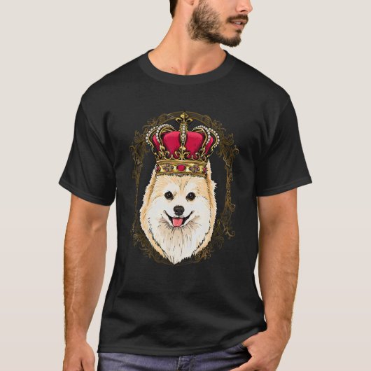 Royal Pomeranian King Queen Princess Pom Mom Dad D Tシャツ (正面)