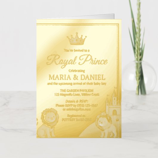 Royal Prince Baby Shower Invitation 箔シーズンカード (正面)