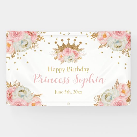 Royal Princess Floral pink banner backdrop 横断幕 (横)