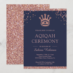Royal Princess Rose Gold Glitter Aqeeqah アキカ 招待状