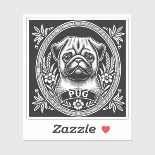"Royal Pug Portrait" Vinyl シール (シート)