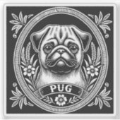 "Royal Pug Portrait" Vinyl シール (正面)