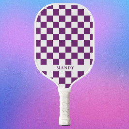 Royal Purple Checkerboard Custom Name ピックルボールラケット