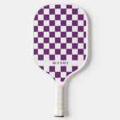 Royal Purple Checkerboard Custom Name ピックルボールラケット (裏面)