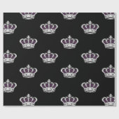 Royal Purple Crown Pattern on Bold Black Back ラッピングペーパー (フラット)