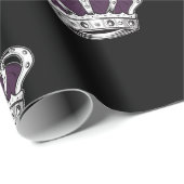 Royal Purple Crown Pattern on Bold Black Back ラッピングペーパー (ロールコーナー)