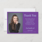 Royal Purple Elegant Photo Funeral Sympathy サンキューカード (正面)