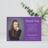 Royal Purple Elegant Photo Funeral Sympathy サンキューカード (スタンド正面)