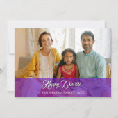 Royal Purple Elegant Photo Happy Diwali シーズンカード (正面)