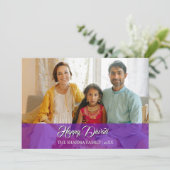 Royal Purple Elegant Photo Happy Diwali シーズンカード (スタンド正面)