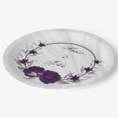 royal purple flowers silver leaves wreath marble ペーパープレート (アングル)