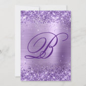 Royal Purple Glitter Brushed Foil 40th Birthday 招待状 (正面)