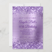 Royal Purple Glitter Brushed Foil 40th Birthday 招待状 (裏面)