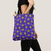 Royal Purple & Gold Floral Tote トートバッグ (クローズアップ)
