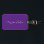 Royal Purple Plain Elegant Minimalist Calligraphy ラゲッジタグ<br><div class="desc">Represent yourself with this modern,  elegant design. This template can be customized to meet all professional occupations.</div>