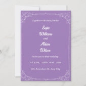 ​Royal Purple & White Filigree Wedding Invitation 招待状 (正面)