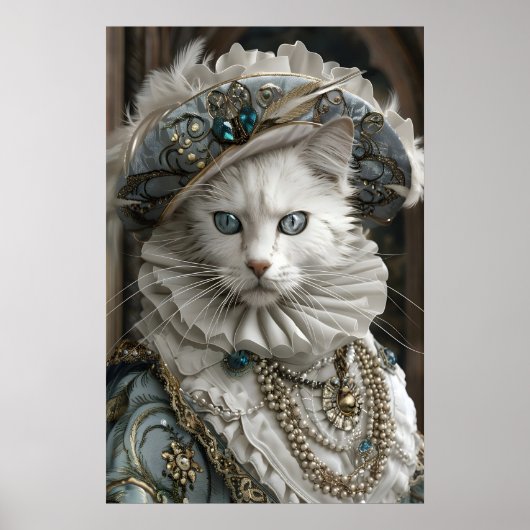 Royal Ragdoll Cat Portrait, Renaissance Pet Art ポスター (正面)