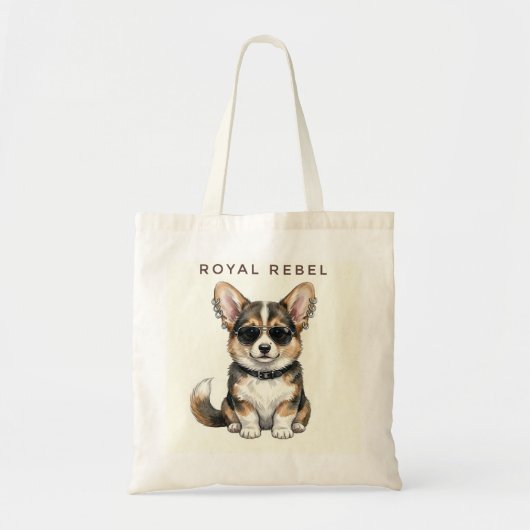 Royal Rebel Corgi-Cool Dog with Sunglasses  トートバッグ (正面)