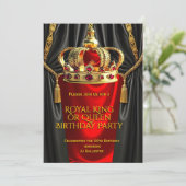 Royal Red Gold King Queen Crown Birthday Party 招待状 (スタンド正面)