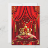 Royal Red Gold Queen Crown Birthday Party 招待状 (裏面)