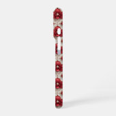 Royal Red Orchid Luxe ✨ Pearl Bead Floral Elegance iPhoneケース (左側面)