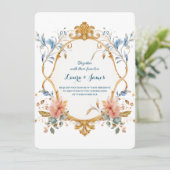 Royal Regal Elegance Floral Golden Ornate Wedding 招待状 (スタンド正面)