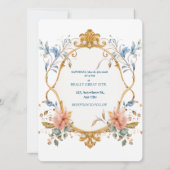 Royal Regal Elegance Floral Golden Ornate Wedding 招待状 (裏面)