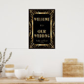 Royal Roaring 20s Gold Art Deco Welcome Sign ポスター (キッチン)