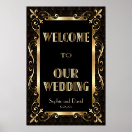 Royal Roaring 20s Gold Art Deco Welcome Sign ポスター