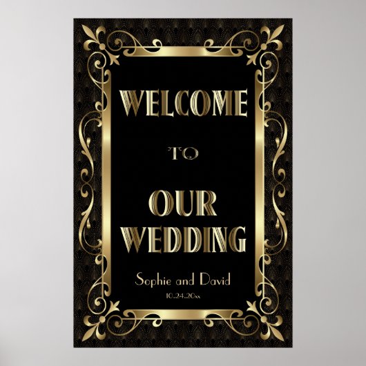 Royal Roaring 20s Gold Art Deco Welcome Sign ポスター (正面)