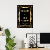 Royal Roaring 20s Gold Art Deco Welcome Sign ポスター (ホームオフィス)
