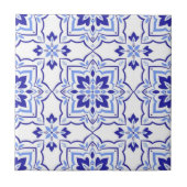 Royal Sapphire Elegant Blue Floral Mosaic タイル (正面)