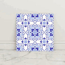 Royal Sapphire Elegant Blue Floral Mosaic タイル