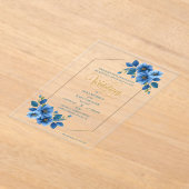 Royal Sapphire Floral Acrylic Wedding Invitation アクリル招待状 (レイダウン)